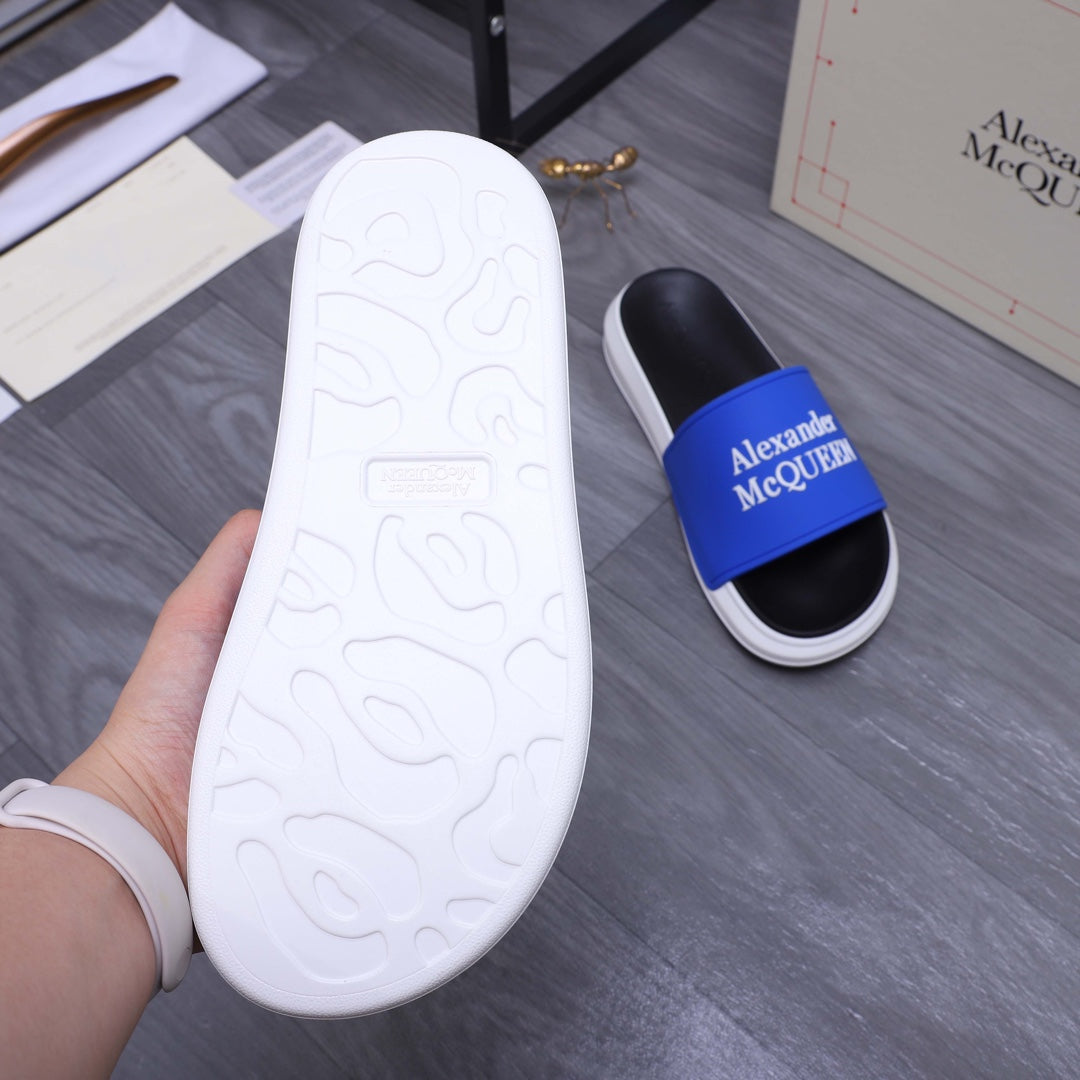 Alexander McQueen slide sandal outsole, white textured bottom with raised pattern