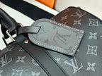 Louis Vuitton monogram bag with black leather strap and front flap pocket