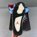Air Jordan 4 outsole view with black traction and red Jumpman logo