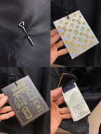 Louis Vuitton jacket tags and illustrated card set, with metal zipper pull