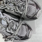 Balenciaga sneakers in box, woven texture, laces, and side panel detail