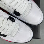 Air Jordan 4 sneaker laces and toe, white leather with black lace cage detail
