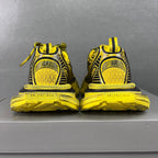 Balenciaga sneakers heel view in yellow with size 37 markings and green laces