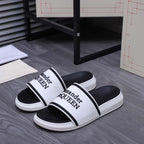 Alexander McQUEEN slide sandals pair, white footbed with black logo strap