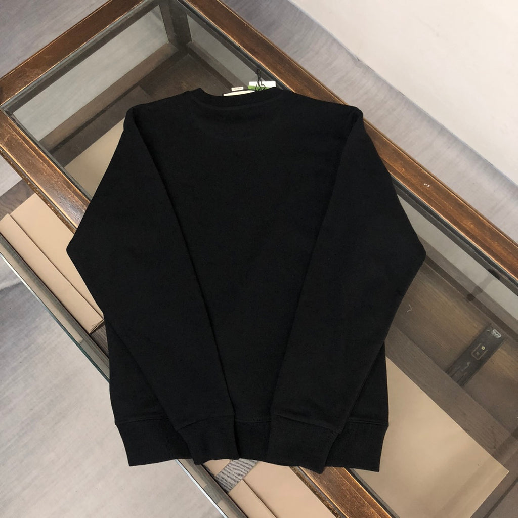 Black Gucci crewneck sweatshirt with plain front and long sleeves