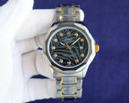 Rolex Datejust watch with black dial, two-tone steel and gold bracelet