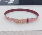 Pink Chanel belt with gold-tone CC buckle and two-tone leather keeper