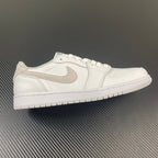Air Jordan 1 low OG sneakers in white with light gray swoosh, lace-up design