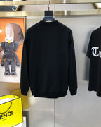 Black crewneck sweatshirt back view with crew neckline