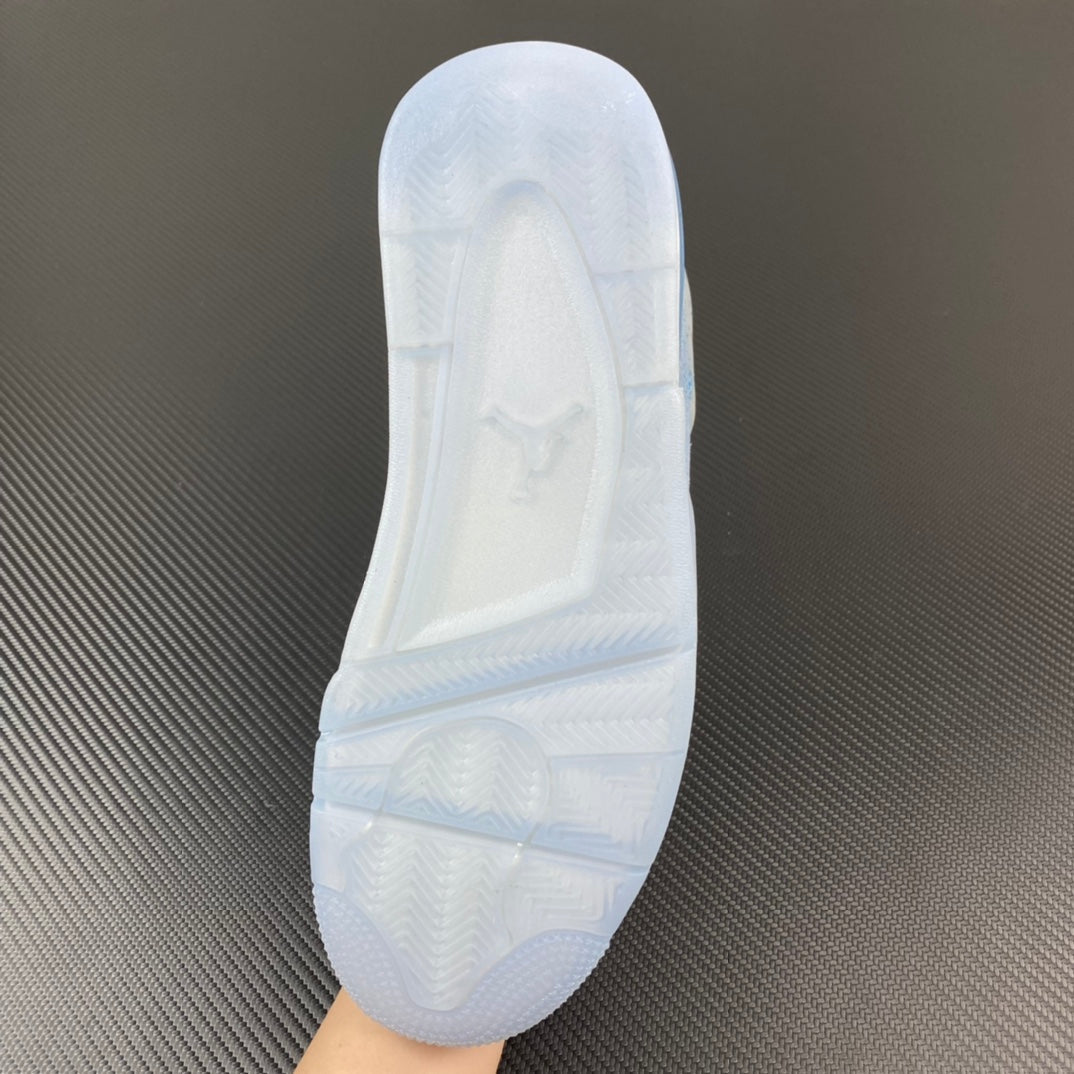 White Air Jordan 4 sneaker outsole tread and heel details