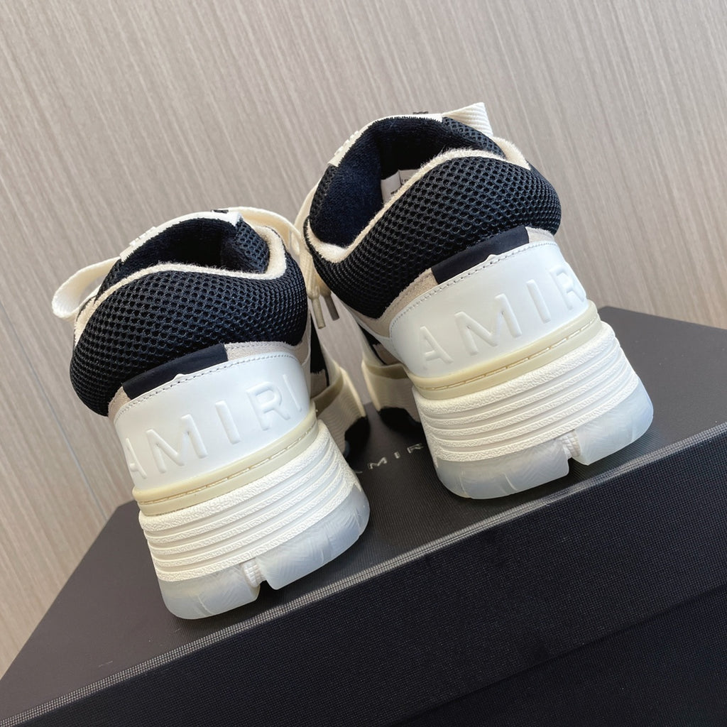 Amiri low-top sneakers, black heel lining and white chunky sole, lace-up