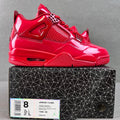 Red patent Jordan sneaker with grid side cage and lace-up closure