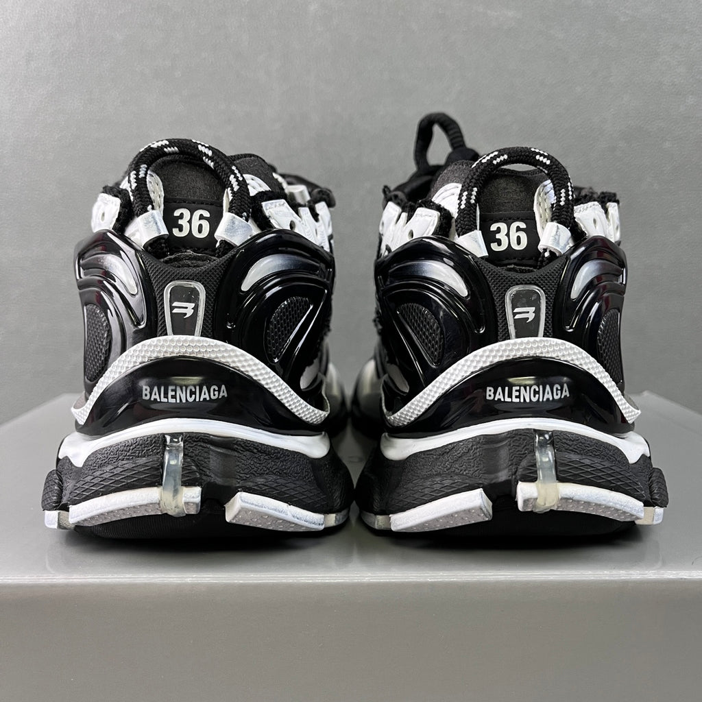 Balenciaga unisex sneakers, back view with 36 size print and silver buckle detail