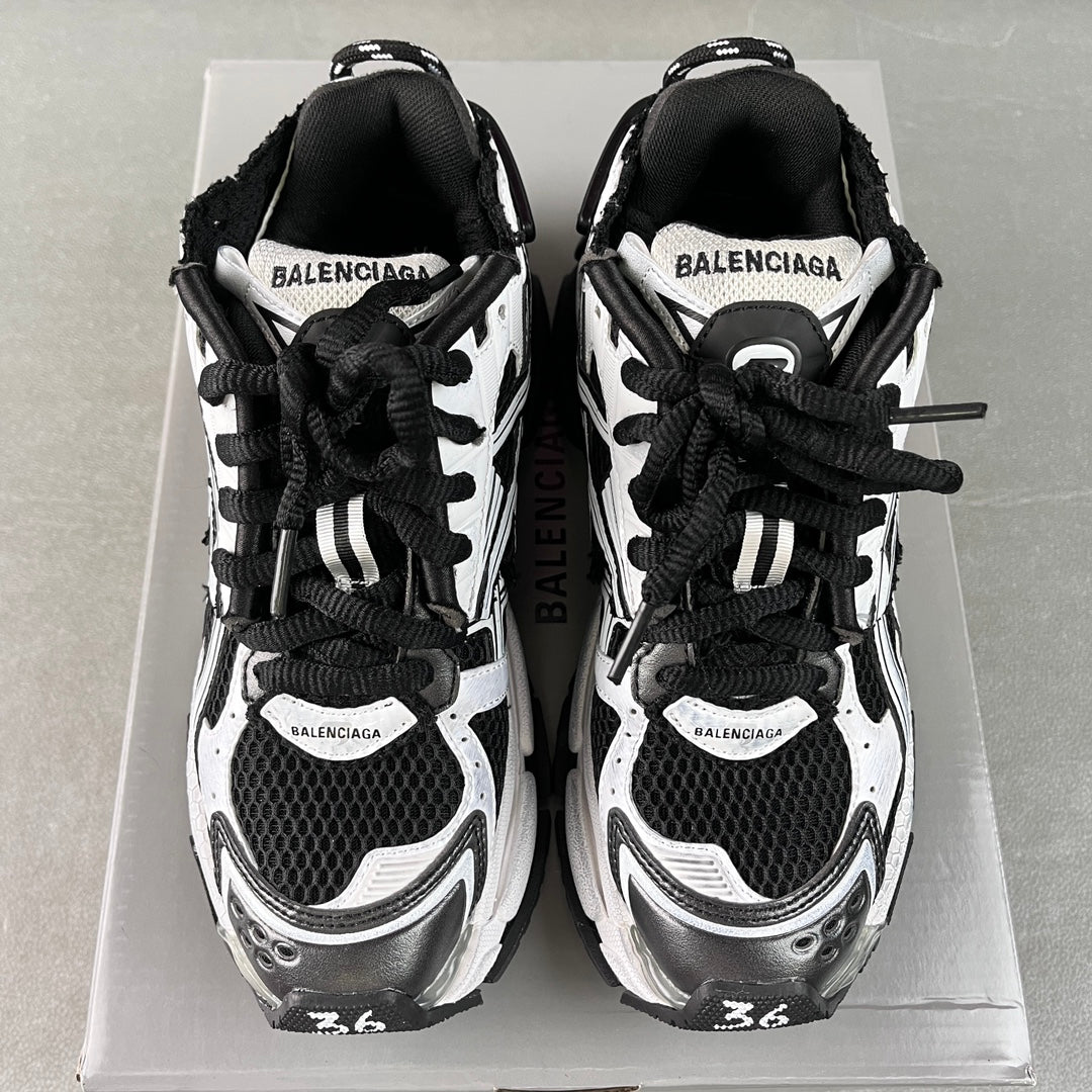 Balenciaga unisex sneakers, rear view with BALENCIAGA heel tabs and black laces