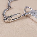 Gucci necklace clasp and chain with silver-tone bar pendant