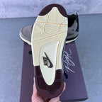 Grey Air Jordan 4 sneaker heel with cream outsole and NIKE swoosh