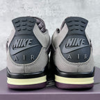 Grey Air Jordan 4 sneaker heels with NIKE AIR branding and black outsole