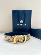 Versace belt with gold-toned baroque print strap and gold-tone buckle