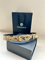 Versace belt with gold baroque print strap and gold-toned buckle