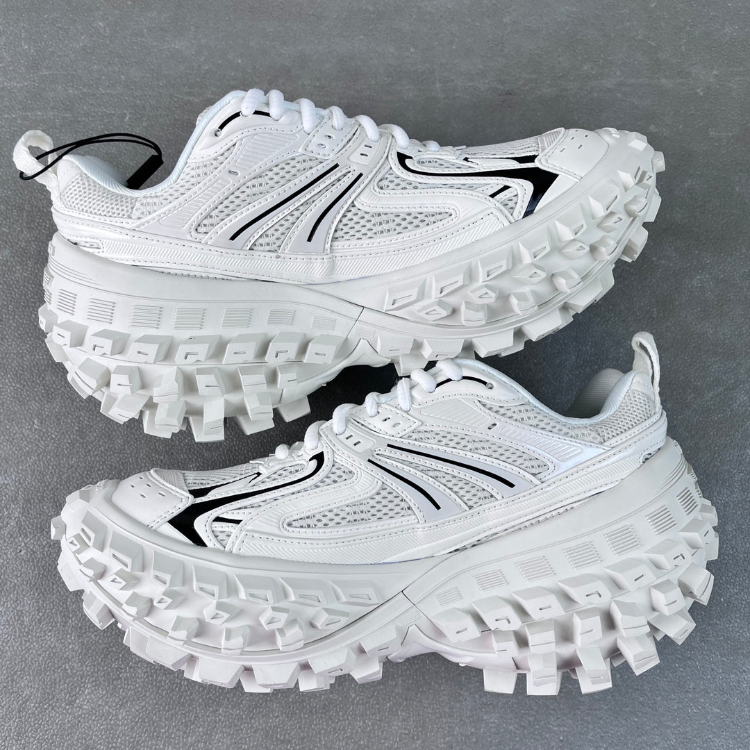 Balenciaga unisex white chunky sneakers with black logo and thick tread sole