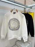 Versace white sweatshirt with multicolor Medusa medallion graphic on chest