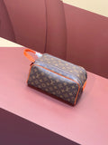 Louis Vuitton monogram crossbody bag with orange trim and top zip