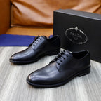 Black leather lace-up ankle oxford shoes with padded collar