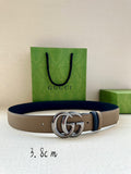 Gucci belt in beige leather with dark blue keeper and silver double-G buckle