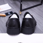 Versace luxury loafers backs, black leather with chunky tread sole