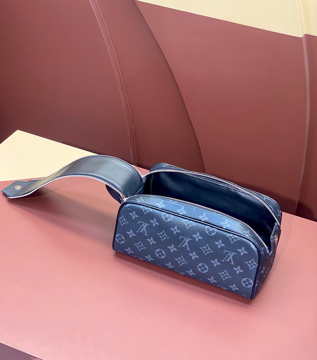 Louis Vuitton monogram bag in blue with extended strap and front zip