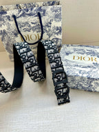 Dior belt and strap with monogram print, black buckle and leather tabs