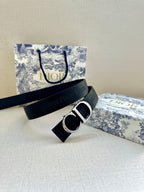 Dior belt with dark strap and silver CD buckle detail