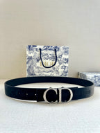 Dior belt in dark navy with perforated strap and silver CD buckle