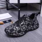 Versace luxury shoes lace-up sneakers in dark knit with white geometric logo and medallion