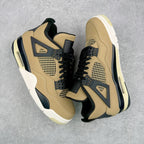Beige and black low-top sneakers with netted air-window panels and lace-up front
