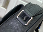 Louis Vuitton crossbody strap attachment with metal buckle and textured leather