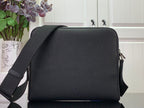 Louis Vuitton textured leather crossbody bag back with front flap seam and shoulder strap