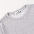 Grey crewneck sweatshirt with ribbed neckline and Stone Island neck label