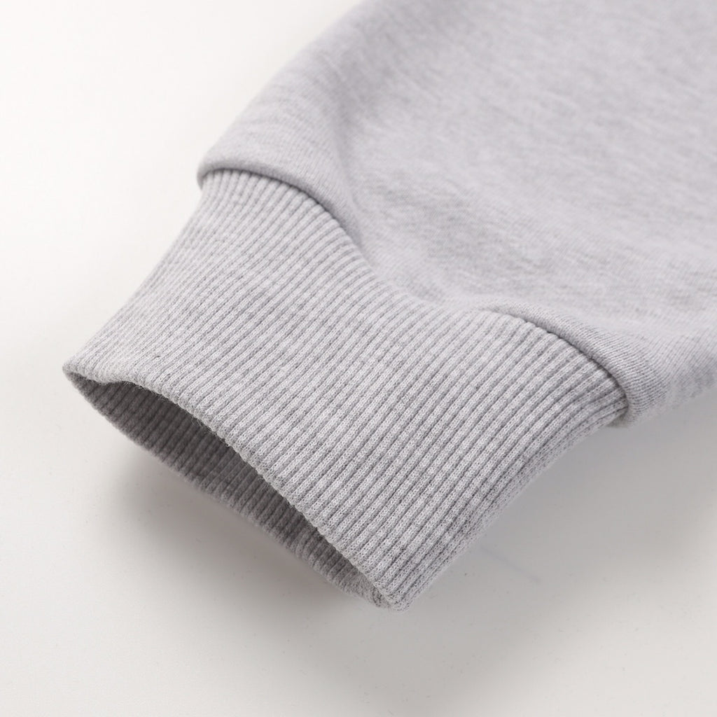 Grey sweatshirt ribbed sleeve cuff
