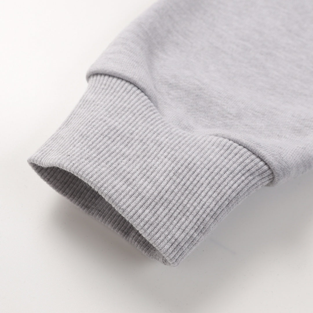 Grey sweatshirt ribbed sleeve cuff