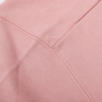 Pink sweatshirt front seam and stitched panel detail