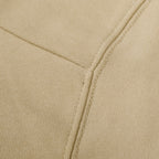 Beige crewneck sweatshirt side seam with ribbed knit cuff detail