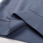 Stone Island crewneck sweatshirt, slate blue, close-up of shoulder seam and ribbing