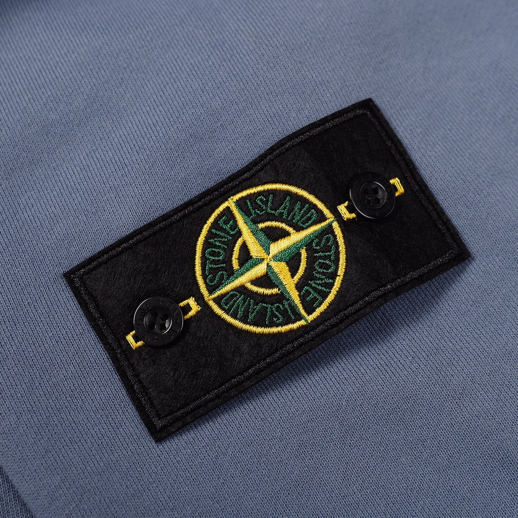 Stone Island crewneck sweatshirt, slate blue, embroidered Compass logo patch on chest