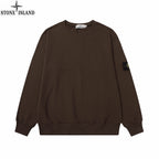 Stone Island crewneck sweatshirt, dark brown, long sleeves and ribbed cuffs
