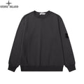 Stone Island crewneck sweatshirt, dark black, long sleeves, ribbed cuffs and hem