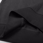 Crewneck sweatshirt sleeve cuff close-up, dark black ribbing and knit texture