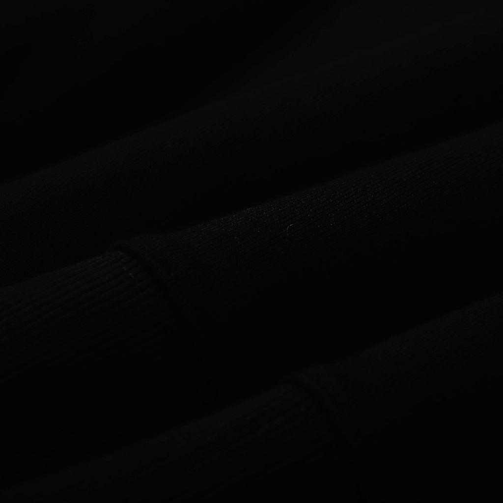 Black crewneck sweatshirt ribbed cuffs and hem detail