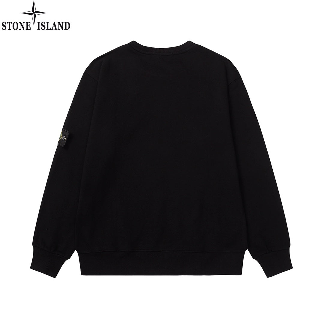 Stone Island black crewneck sweatshirt, back view