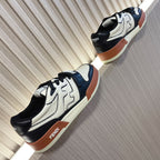 Fendi unisex sneakers, white and black leather with brown-tan trim and lace-up front